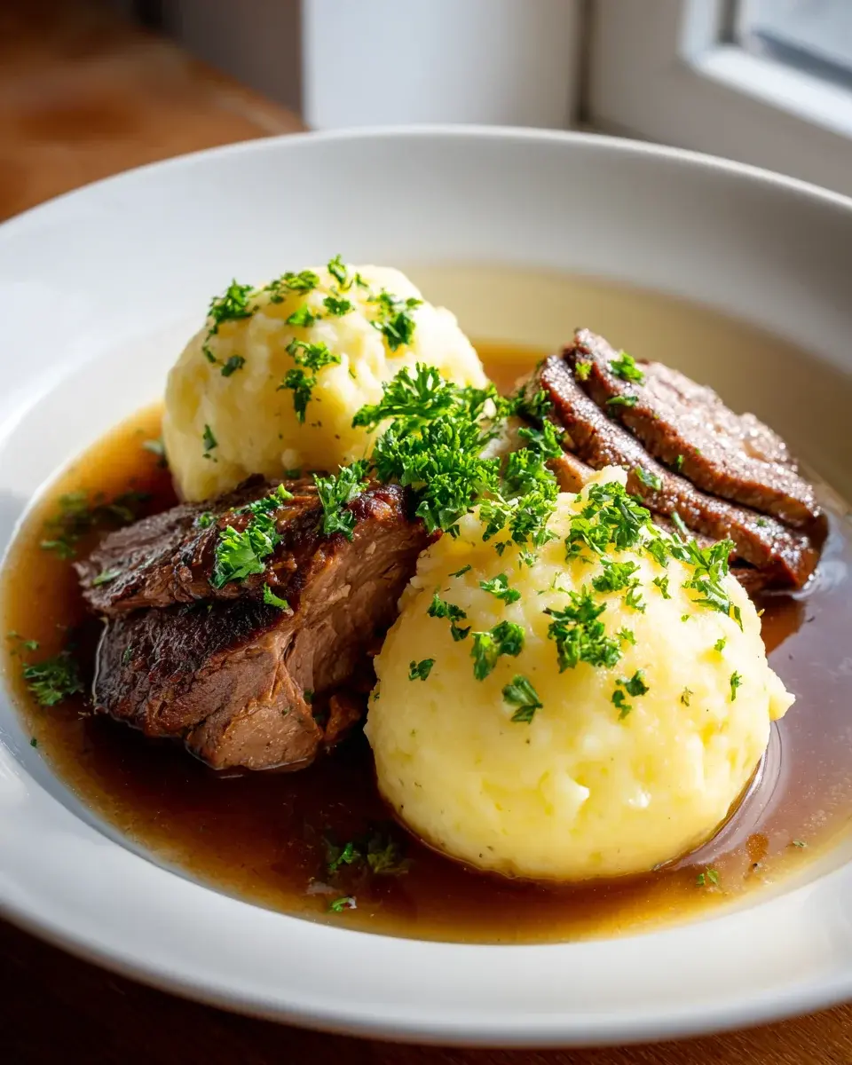 Kartoffelknödel Rinderbraten Soße