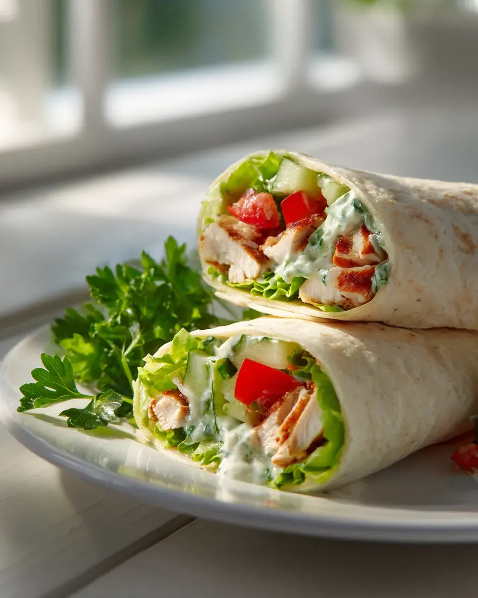 Klassischer Chicken Wrap Salat Knoblauchsoße