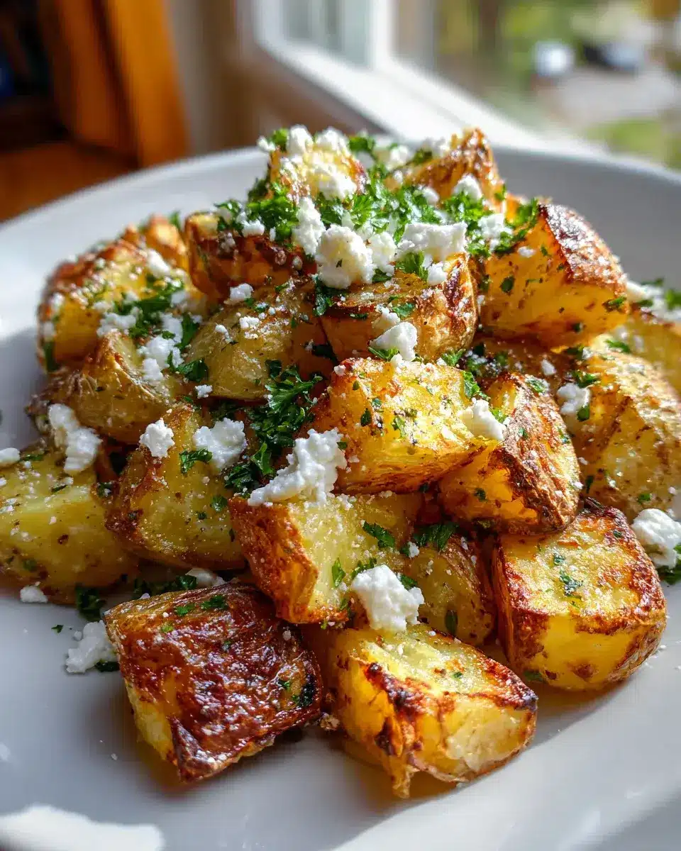 Knusprige Kartoffeln Feta Knoblauch