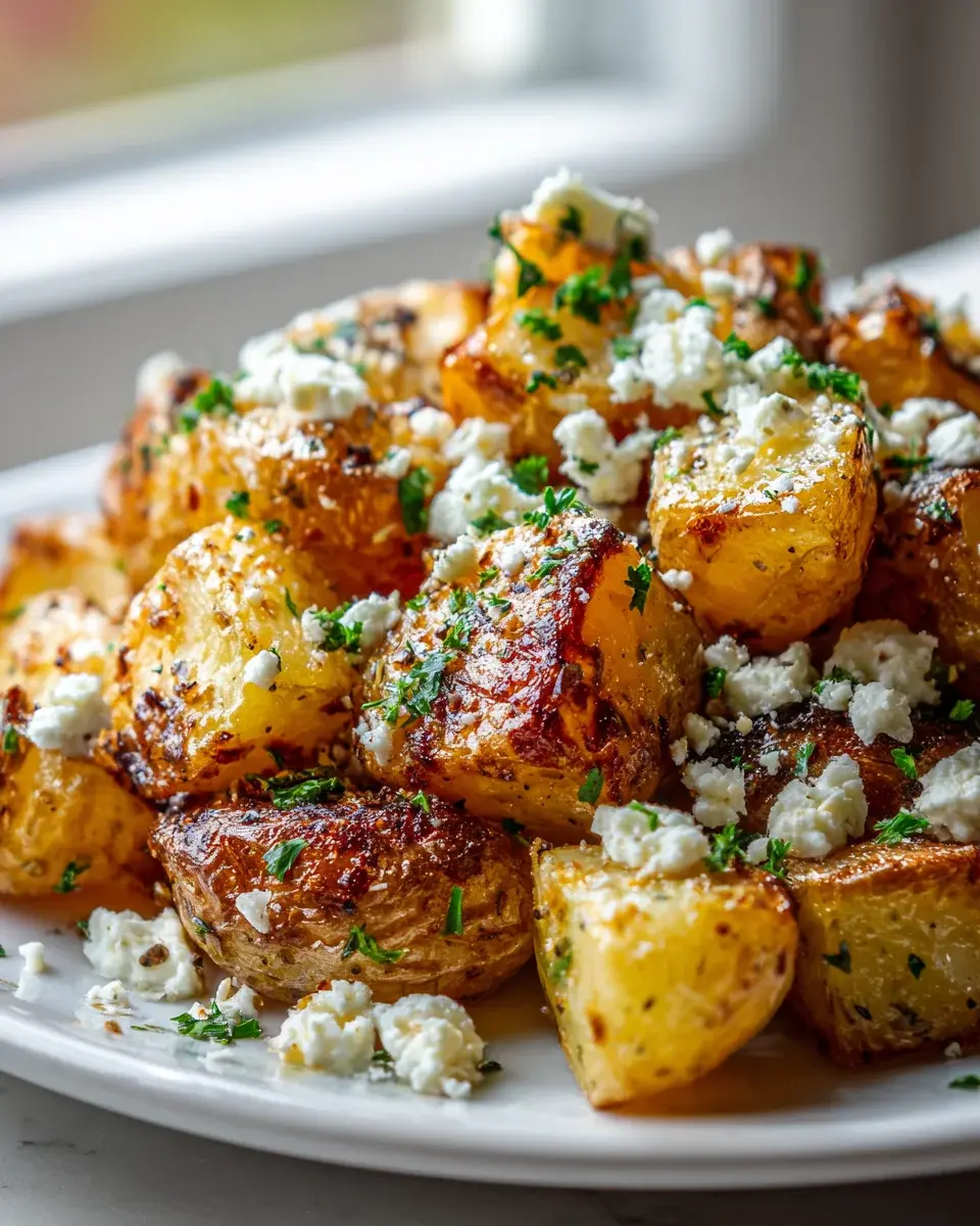 Knusprige Kartoffeln Feta Knoblauch