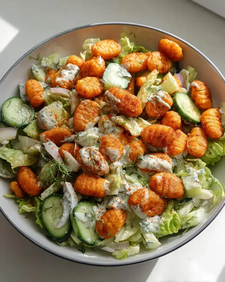 Knuspriger Gnocchi Salat Mit Joghurt Dressing