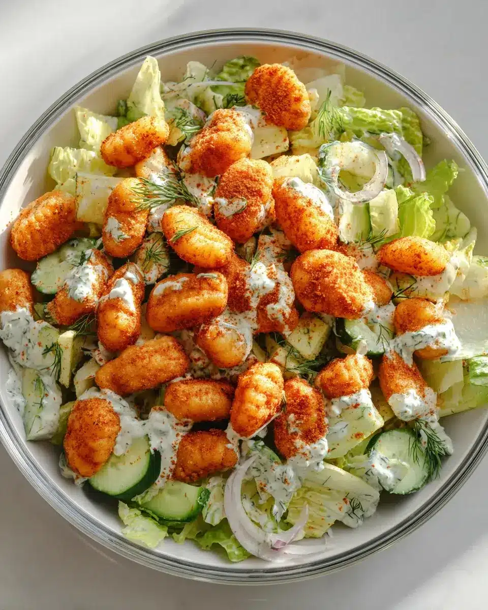 Knuspriger Gnocchi Salat Mit Joghurt Dressing
