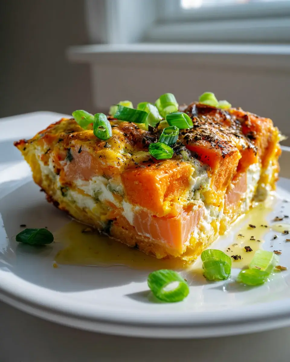 Lachs Süßkartoffel Frühstücksauflauf