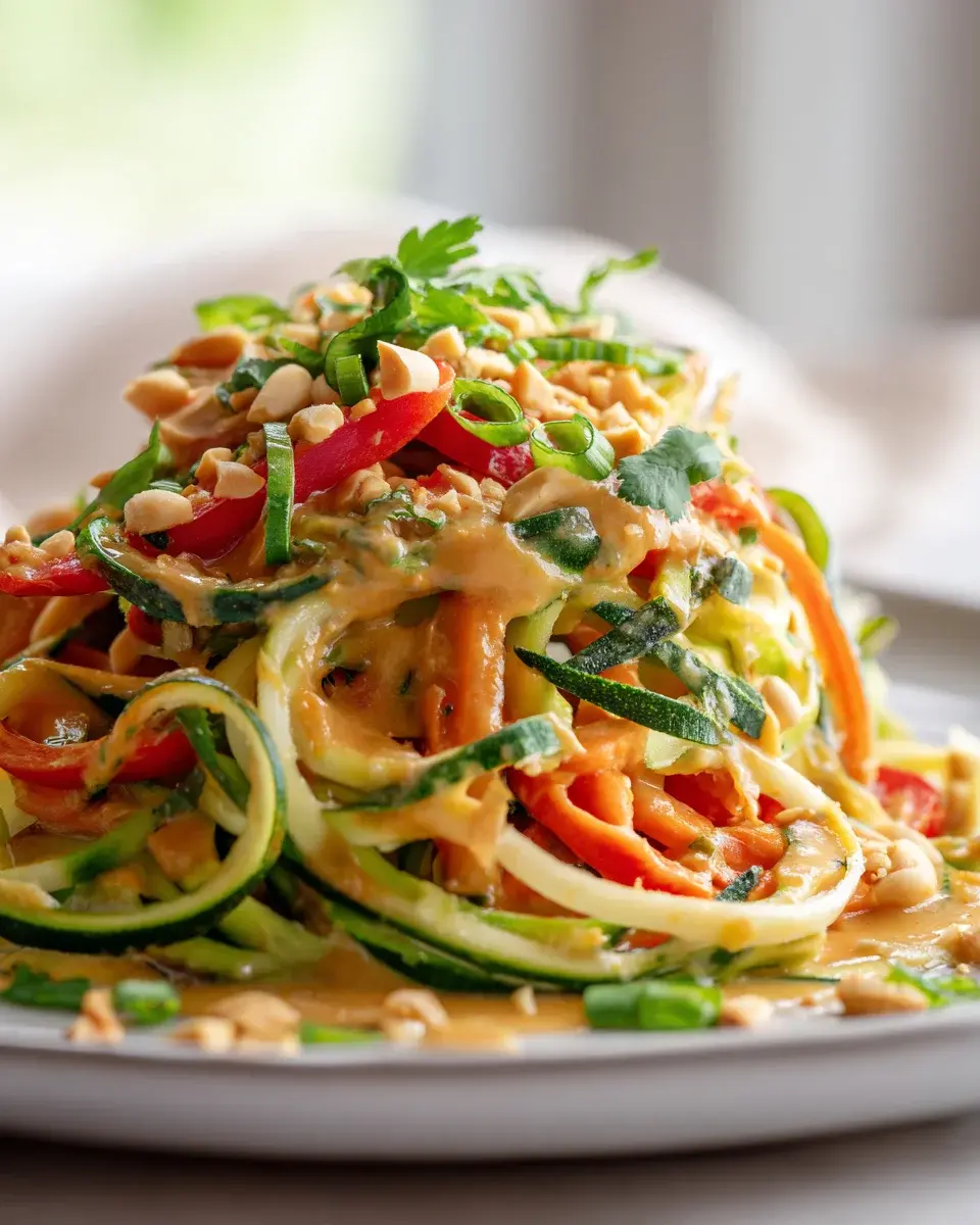 Low Carb Pad Thai mit Zucchini Nudeln und Erdnusssauce