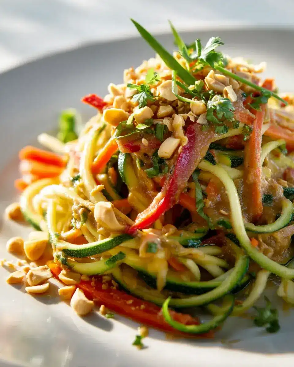 Low Carb Pad Thai mit Zucchini Nudeln und Erdnusssauce