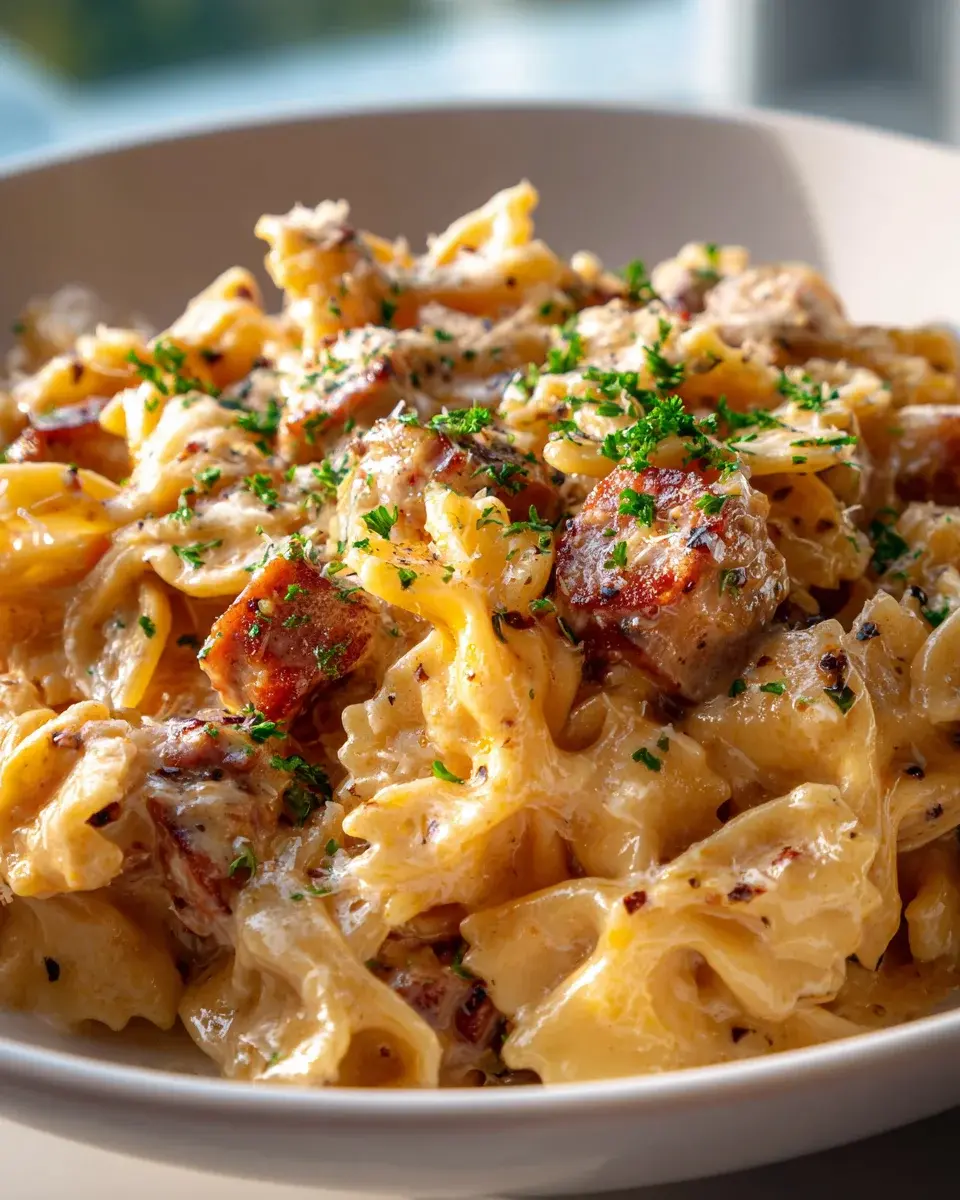 Mini Cajun Wurst Pasta Auflauf Portionsgericht