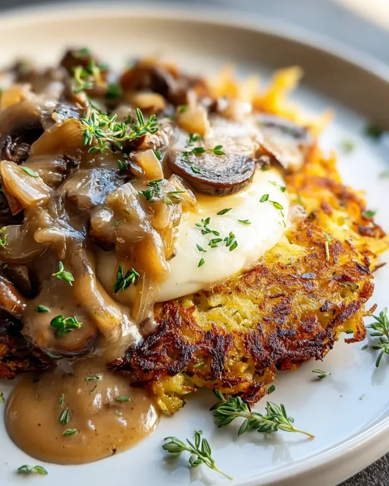 Mozzarella Rösti mit Zwiebel-Pilzrahmsauce genießen! – Snackerra