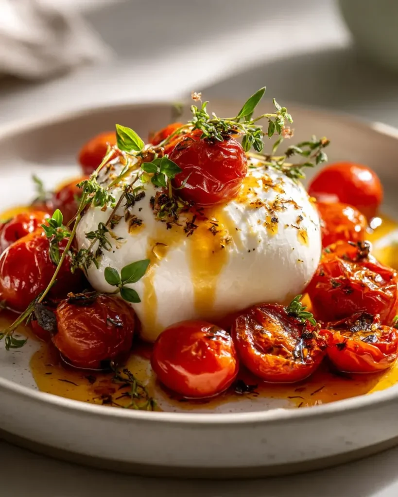 Ofengebackene Burrata: Kirschtomaten & Kräuter Rezept – Snackerra