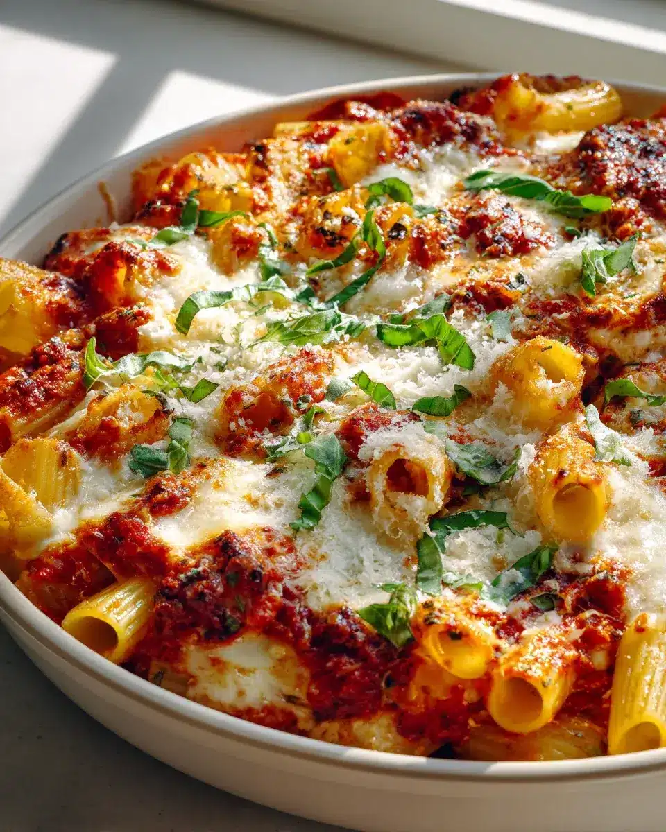 One Pan Baked Rigatoni
