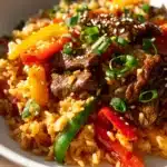 Paprika Reis Pfanne Mit Rinderstreifen Und Teriyaki