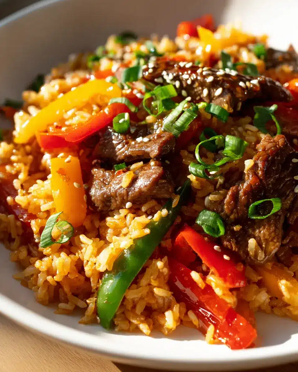 Paprika Reis Pfanne Mit Rinderstreifen Und Teriyaki
