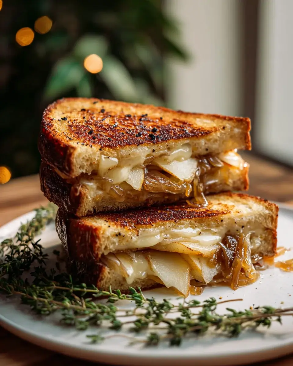 Pear Apple Grilled Cheese With Caramelized Onions