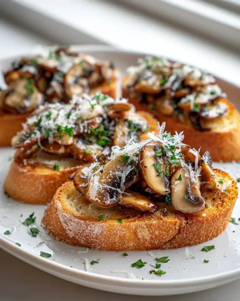Cremige Pilz Knoblauch Crostini mit Parmesan – Schnell & Lecker!