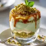 Pistazien Cheesecake Parfait mit Karamell