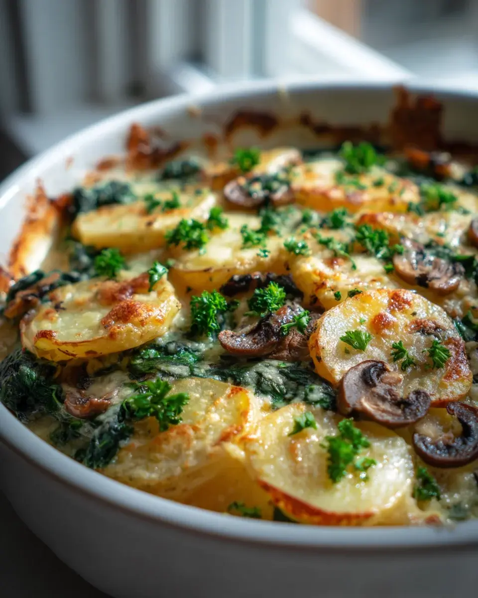 Potato Spinach Mushroom Rustic Bake