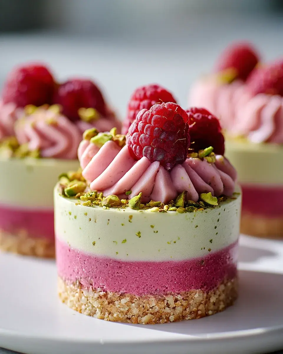 Raspberry Pistachio Mousse Cakes
