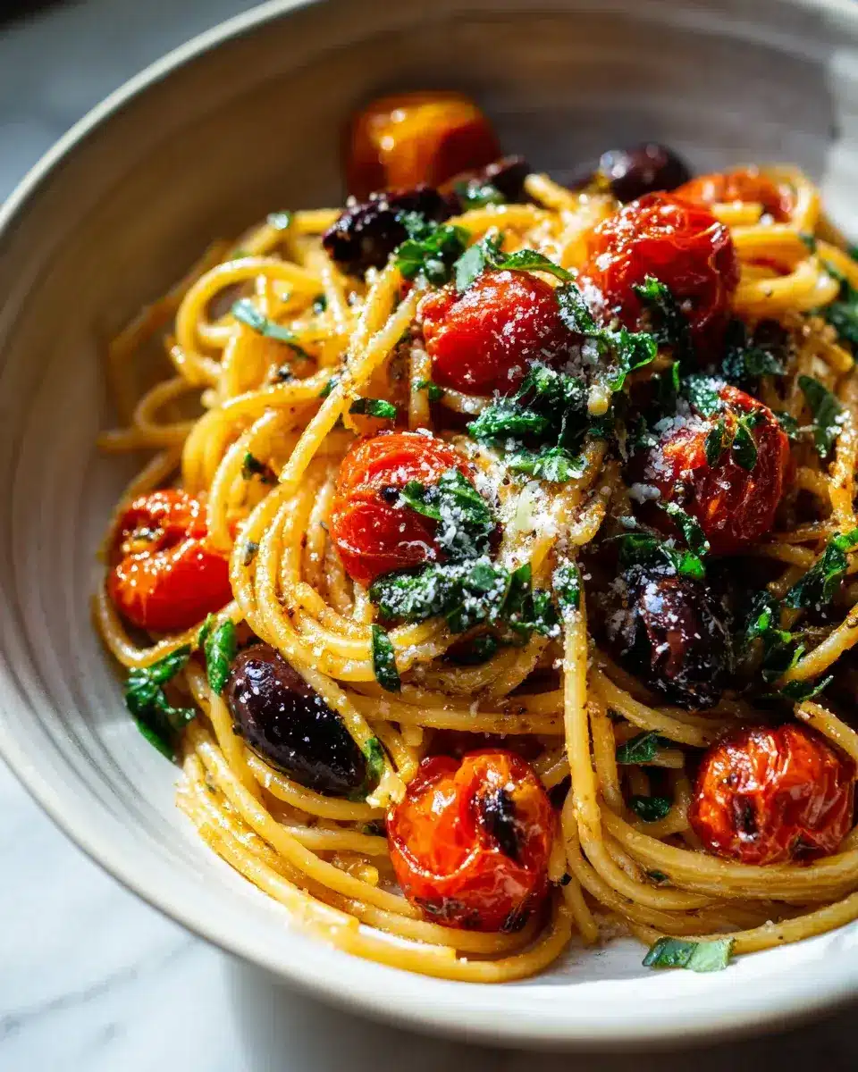Roasted Tomato Olive Mediterranean Pasta
