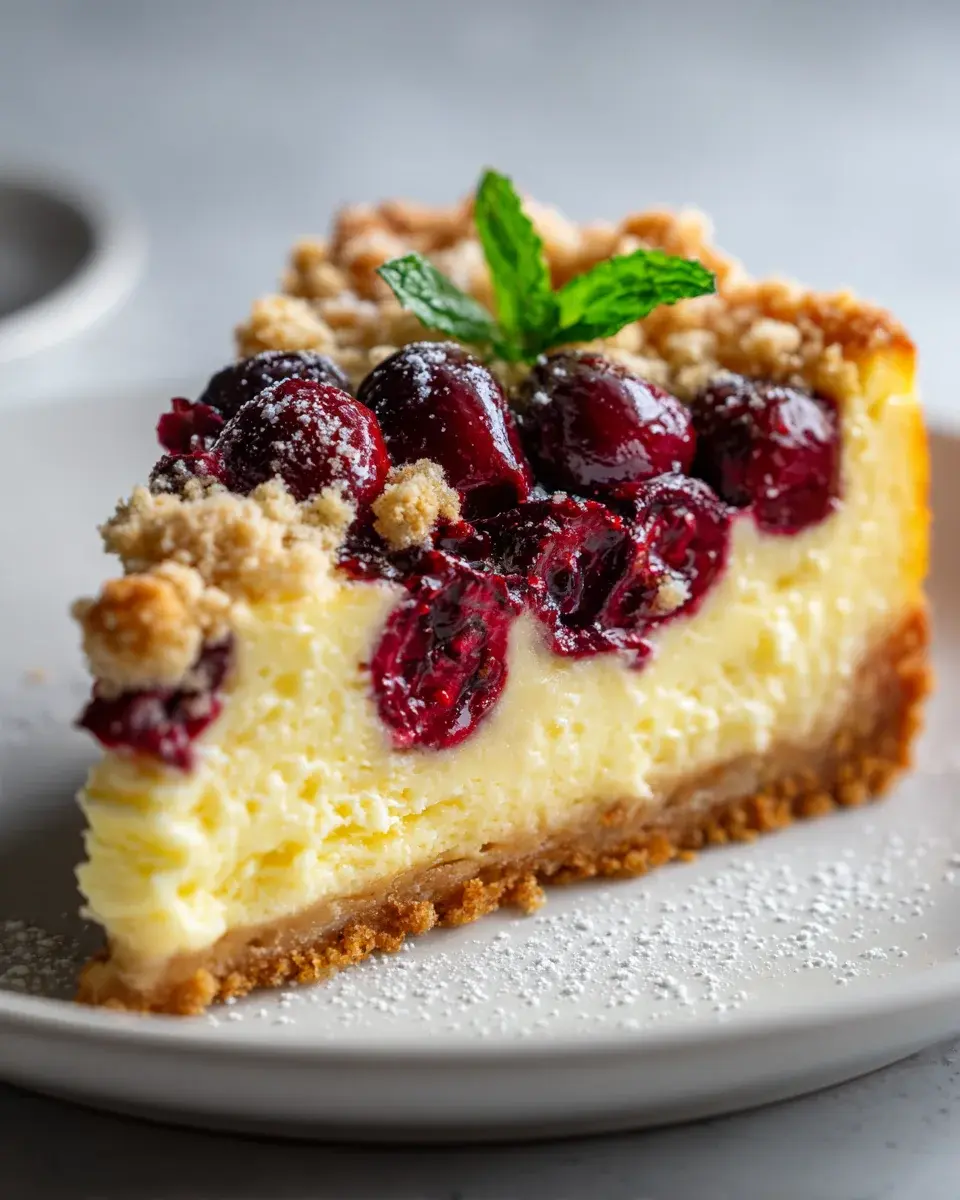 Saftiger Käsekuchen Mit Kirsch Extrakten Und Streuseln