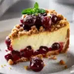 Saftiger Kysekuchen Mit Kirsch Extrakten Und Streuseln