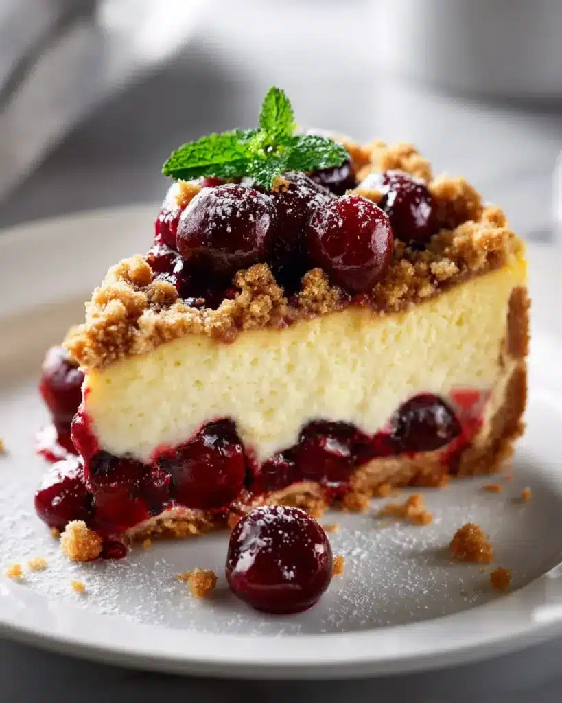 Saftiger Kasekuchen mit Kirschen & Streuseln – himmlisch! – Snackerra