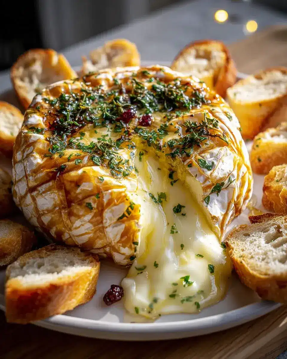Savory Baked Brie Garlic Herbs