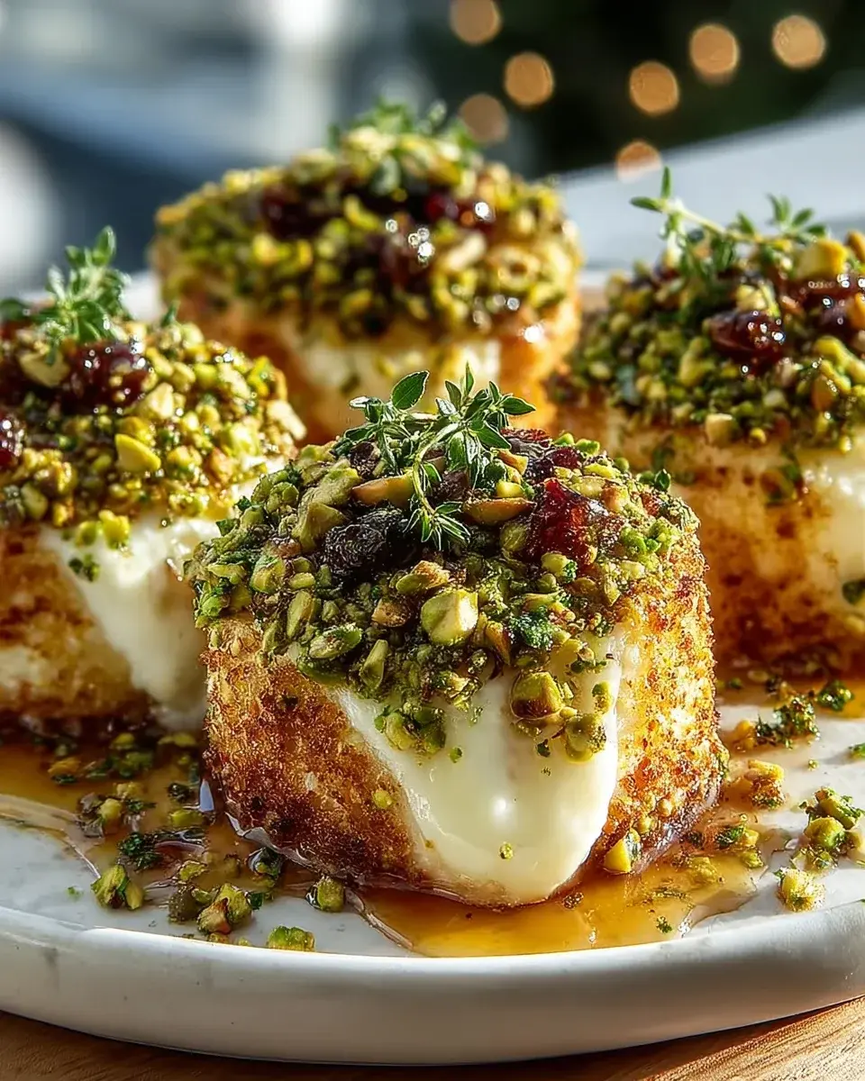 Savory Pistachio Crusted Brie Bites