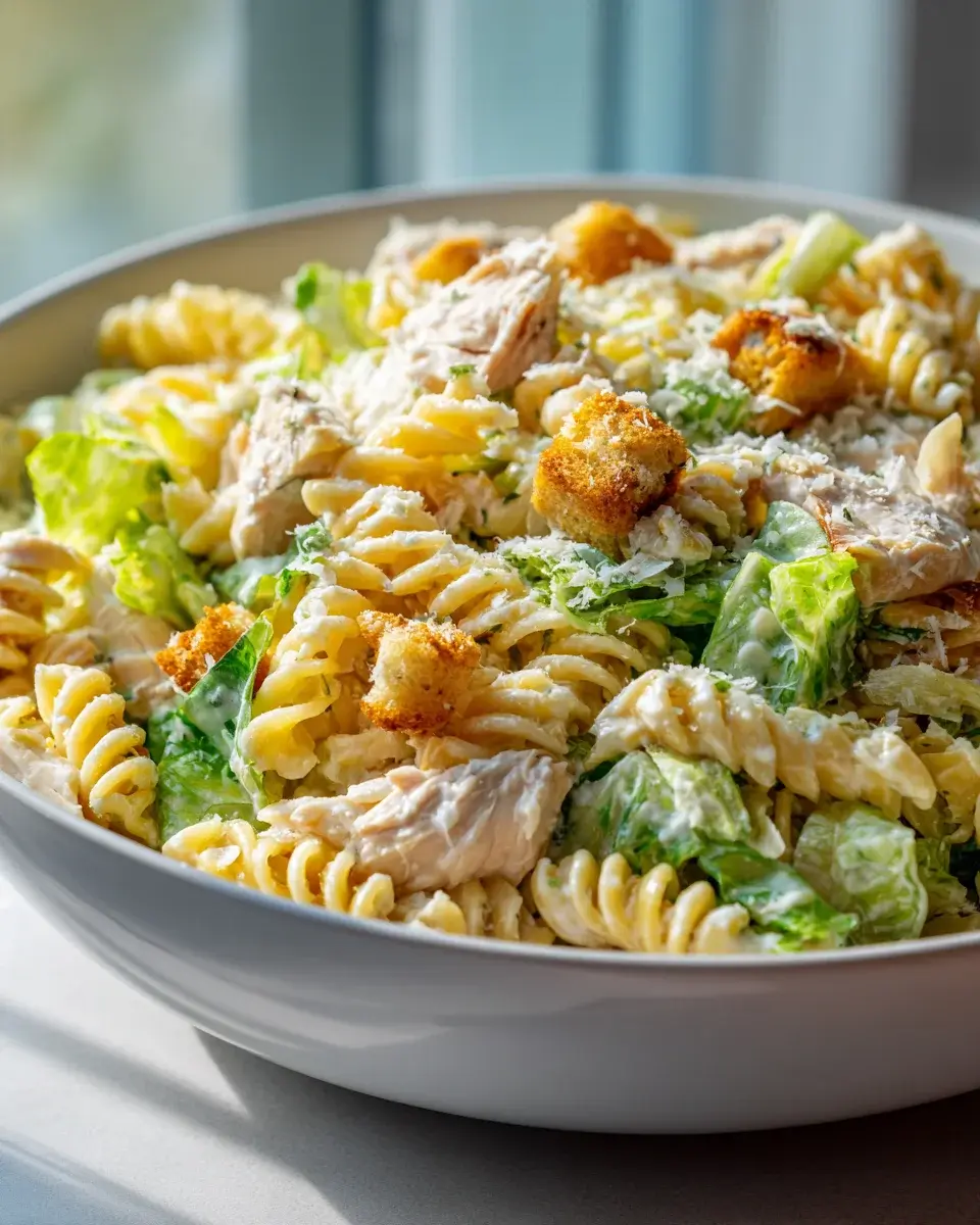 Simple Chicken Caesar Pasta Salad