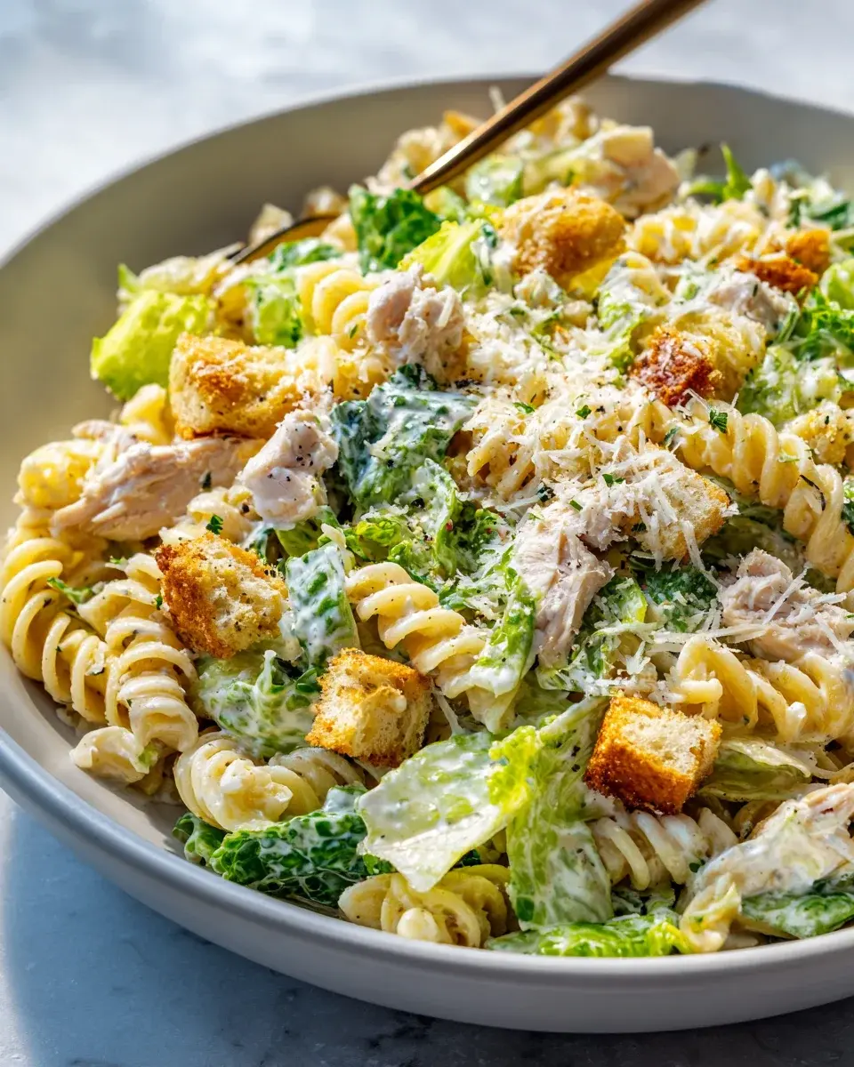 Simple Chicken Caesar Pasta Salad
