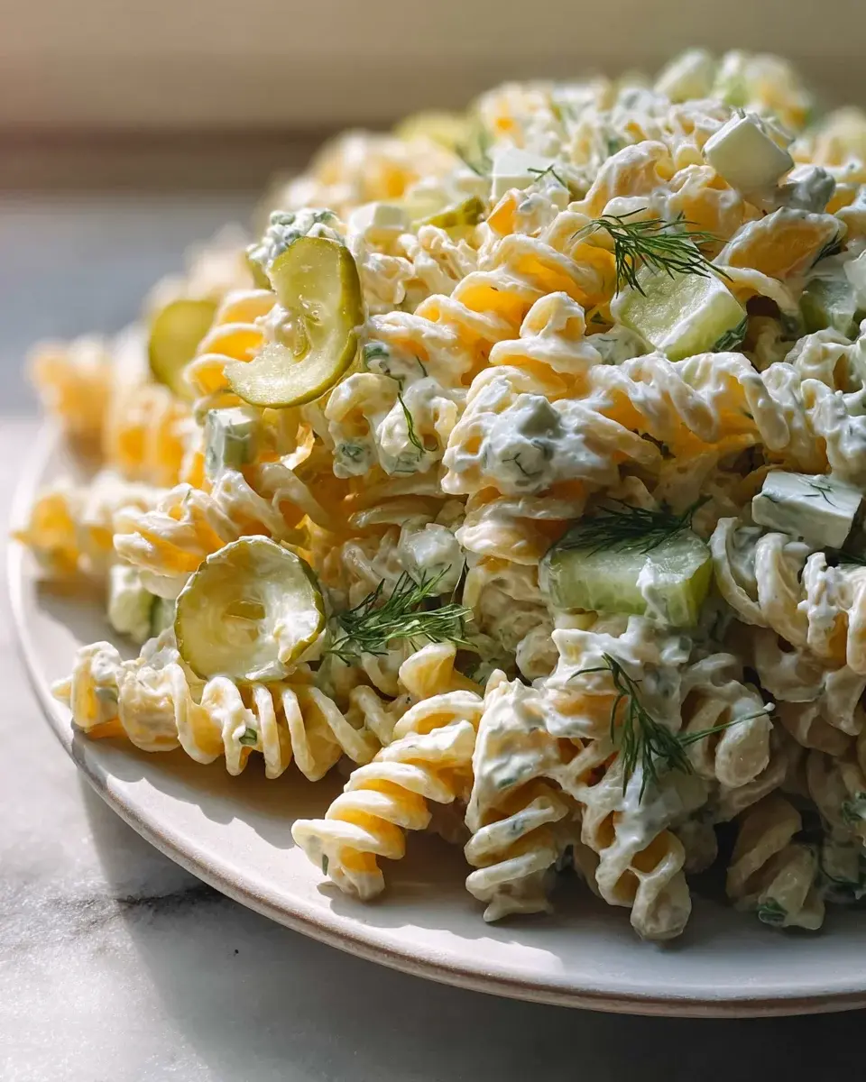 Simple Dill Pickle Pasta Salad