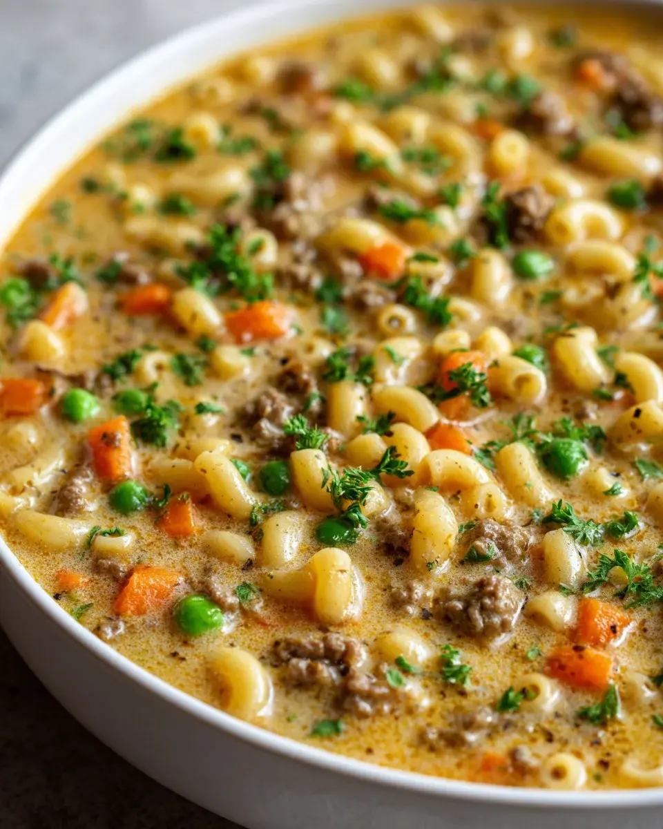 Slow Cooker Beef Hamburg Macaroni Soup