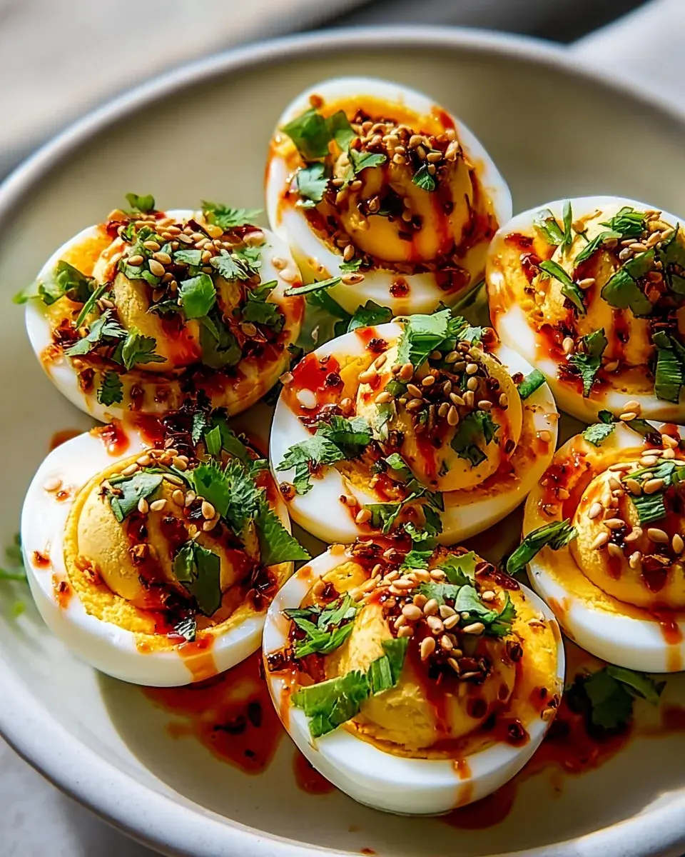 Spicy Chili Garlic Deviled Eggs