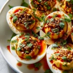 Spicy Chili Garlic Deviled Eggs