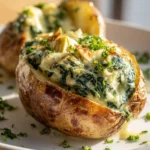 Spinach Artichoke Cream Stuffed Baked Potatoes