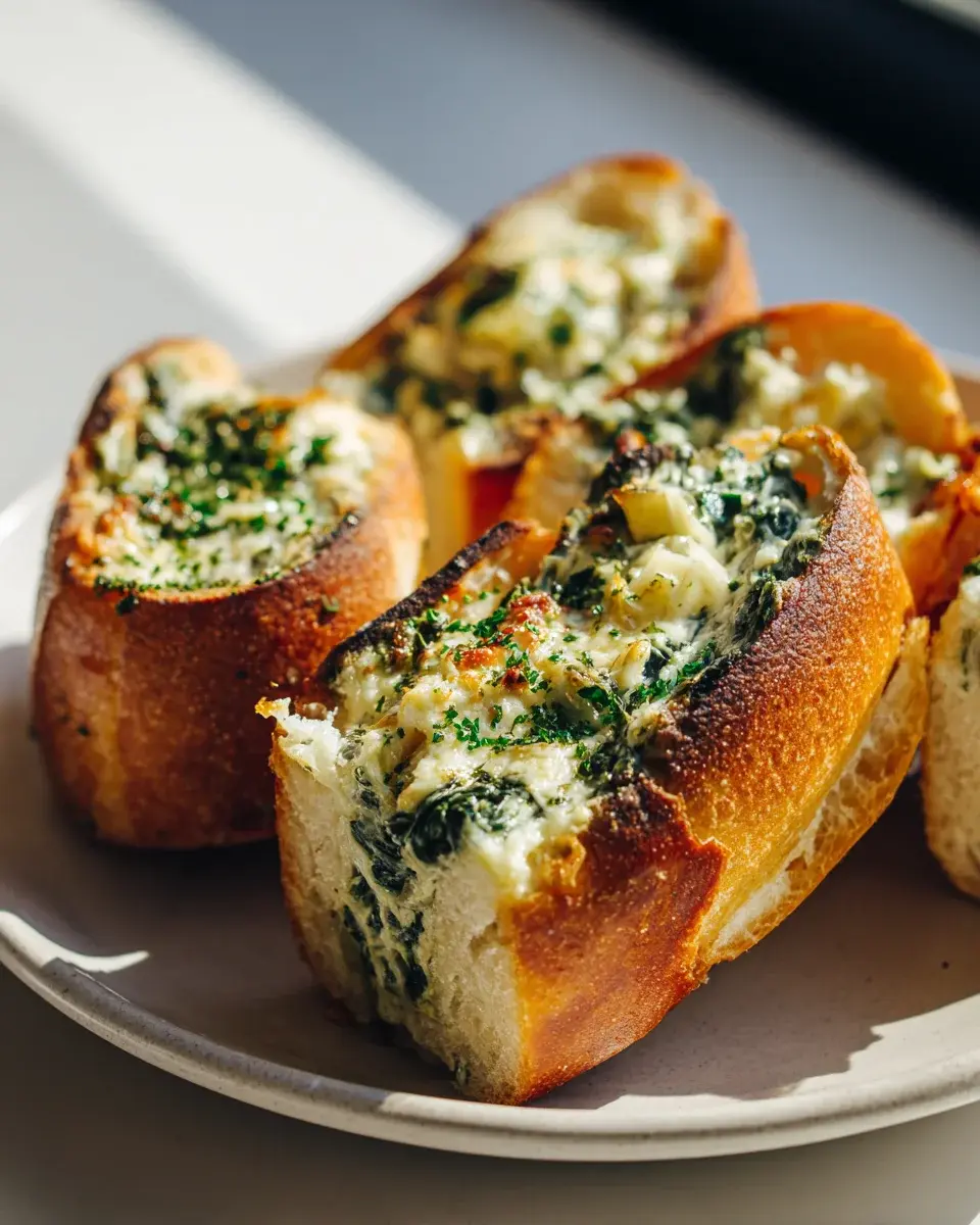 Spinach Artichoke Dip Stuffed Baguettes