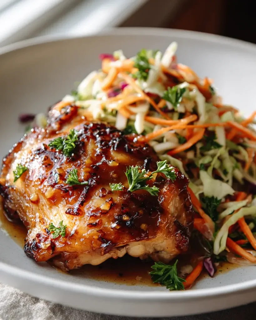 Klebriges Apfelmost-Hühnchen mit knackigem Herbst-Slaw