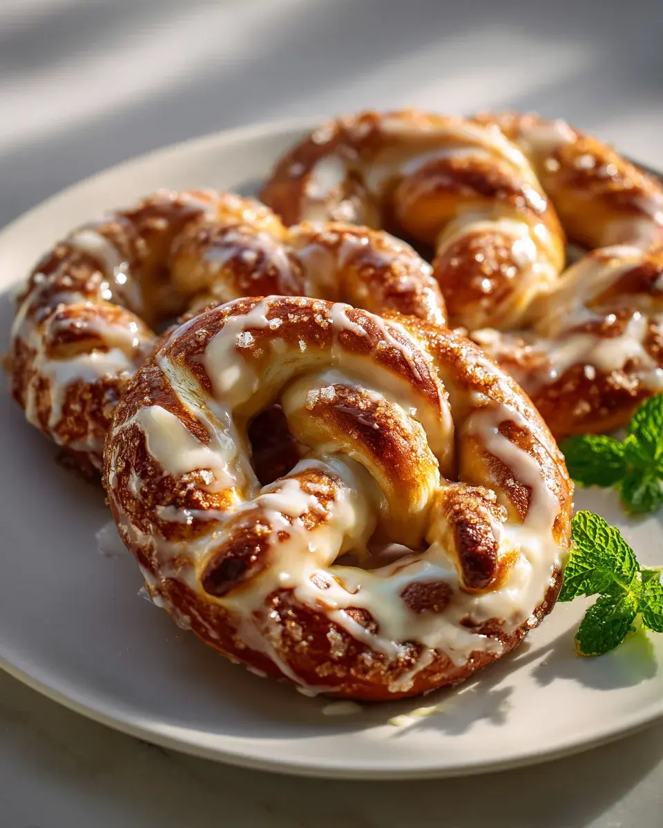 Süße Zimt Zucker Brezeln Mit Frischkäse Glasur