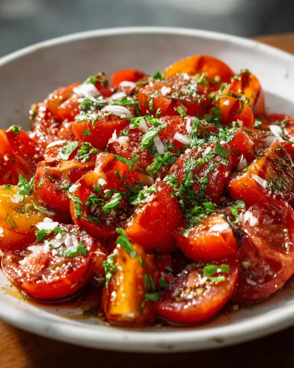 Tomato Garlic Salad Summer Recipe