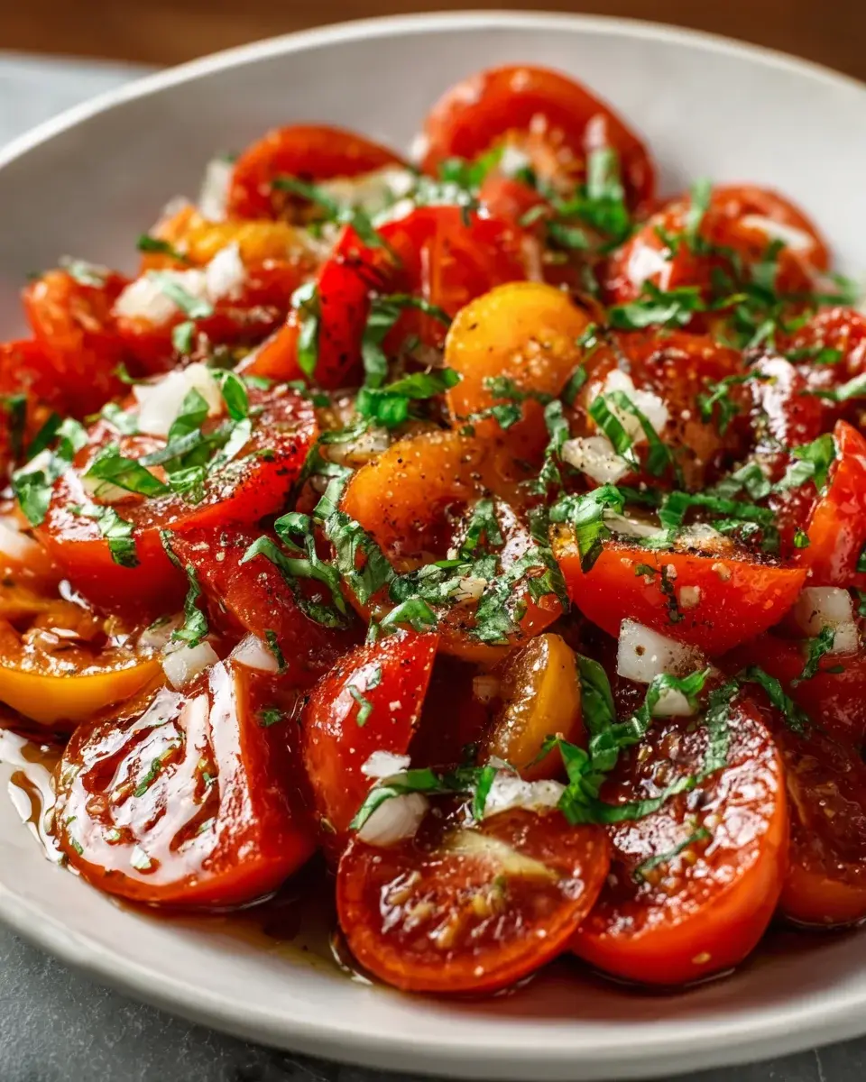 Tomato Garlic Salad Summer Recipe