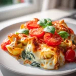 Tortellini Auflauf mit Tomaten und Mozzarella