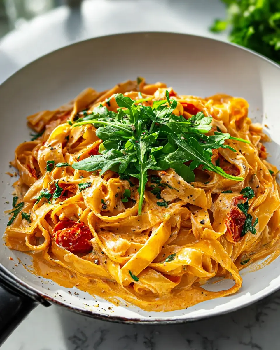 Vegan Creamy Sun Dried Tomato Pasta Rezept
