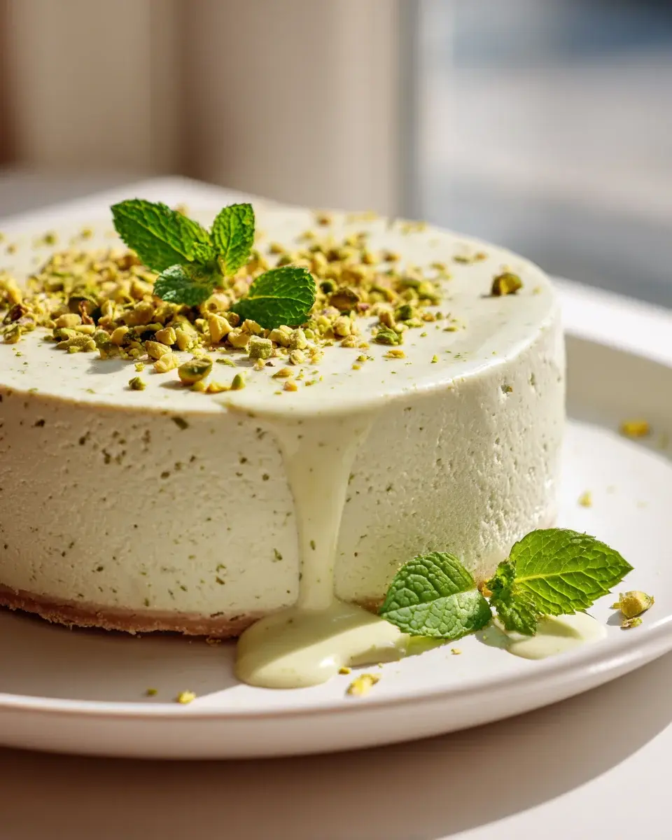 Vegan Pistazien Cheesecake mit Cashew Creme