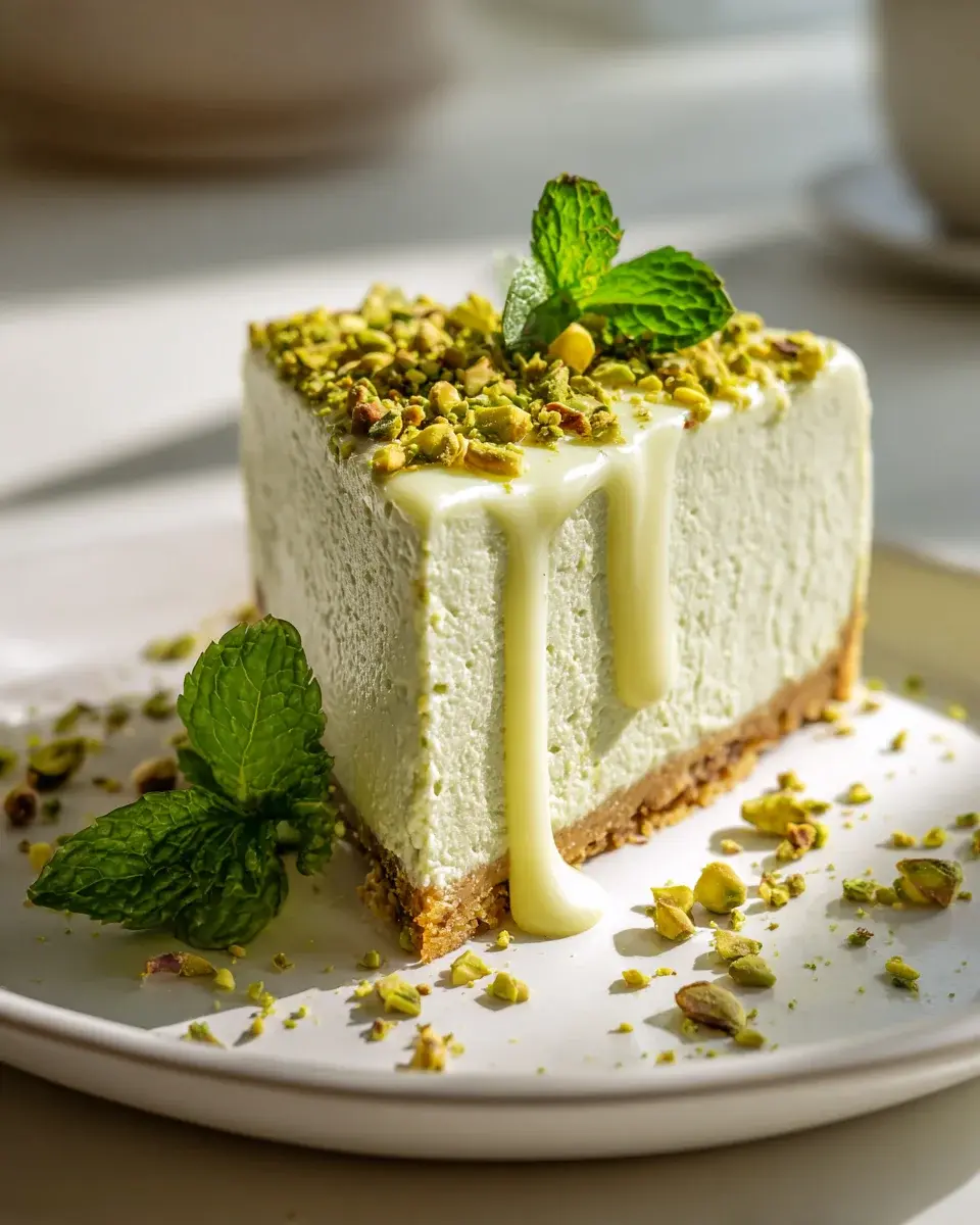 Vegan Pistazien Cheesecake mit Cashew Creme