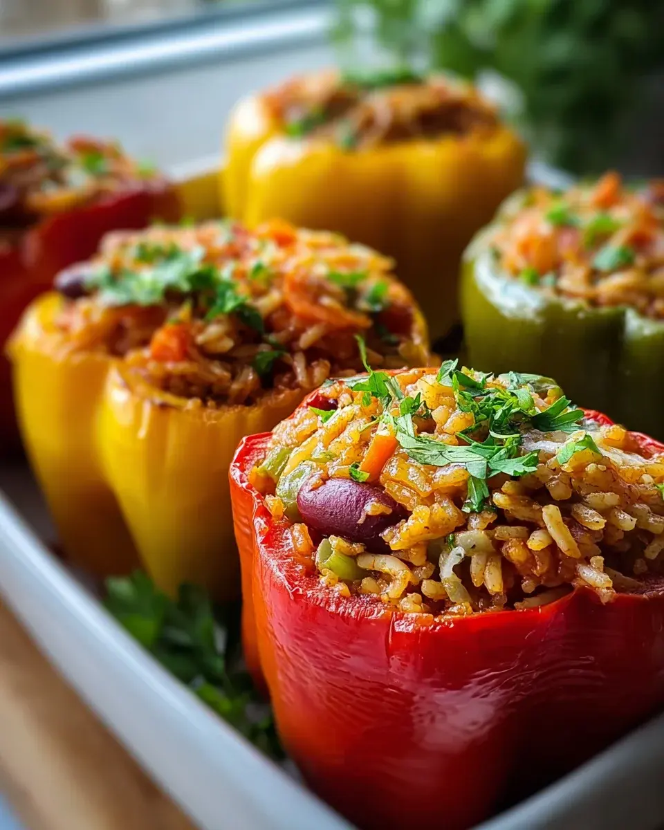 Vegetarische Gefuellte Paprika Mit Reis