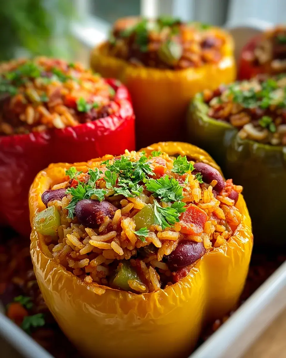 Vegetarische Gefuellte Paprika Mit Reis