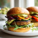 Veggie Burger Mit Gegrilltem Gemyse Auf Beef Hamburgerbrytchen