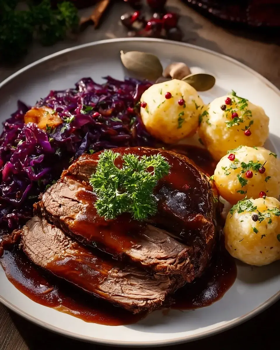 Weihnachtsbraten Rotwein Zwiebelsauce