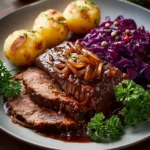 Weihnachtsbraten Rotwein Zwiebelsauce
