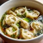 Wonton Suppe Rindfleisch Schnittlauch klare Bryhe