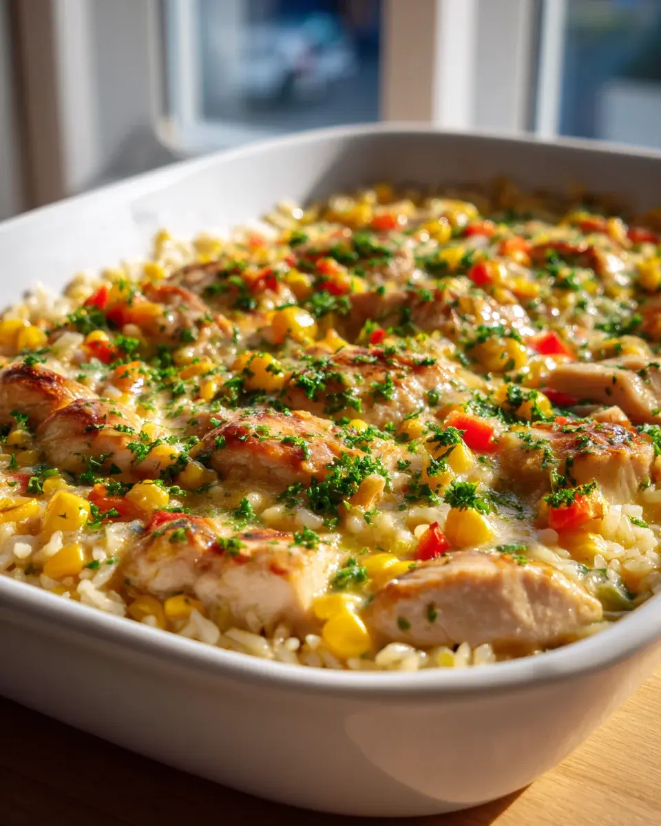 Würziger Hähnchen Reis Auflauf
