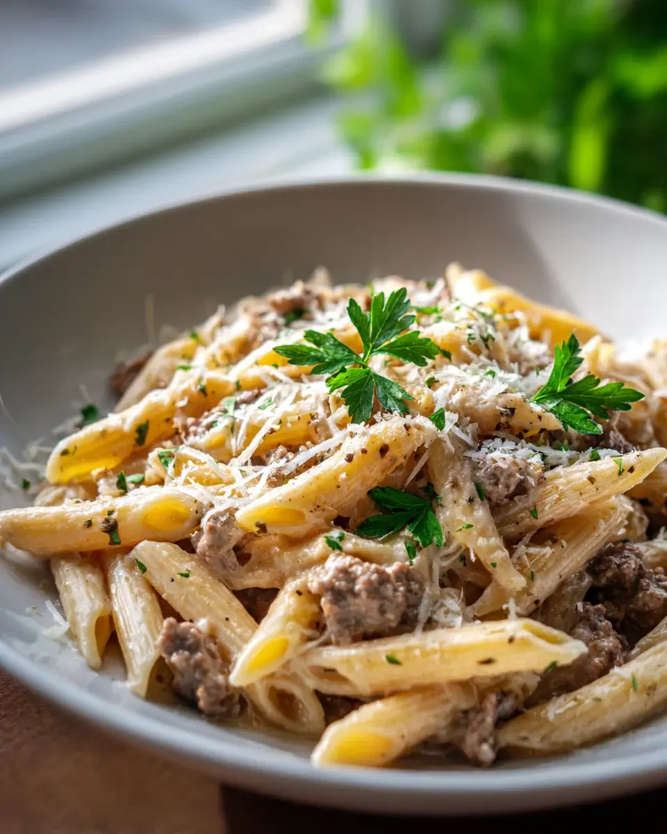 cremige rinderhackfleisch pasta